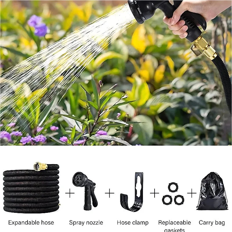 Expandable Garden Hose Kit for Lawn and Car Washing