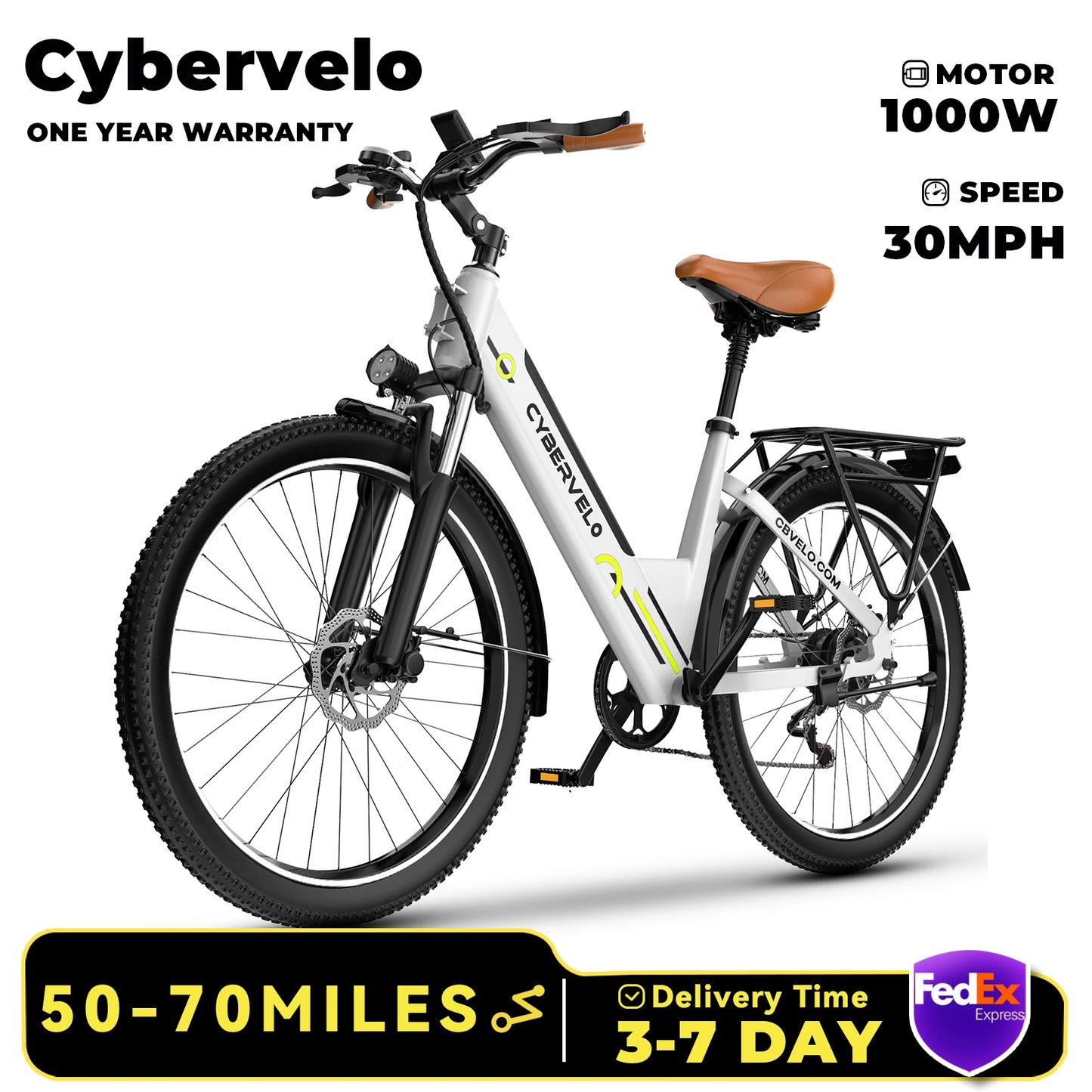 Electric Bike for Adults with Removable Battery and 7-Speed