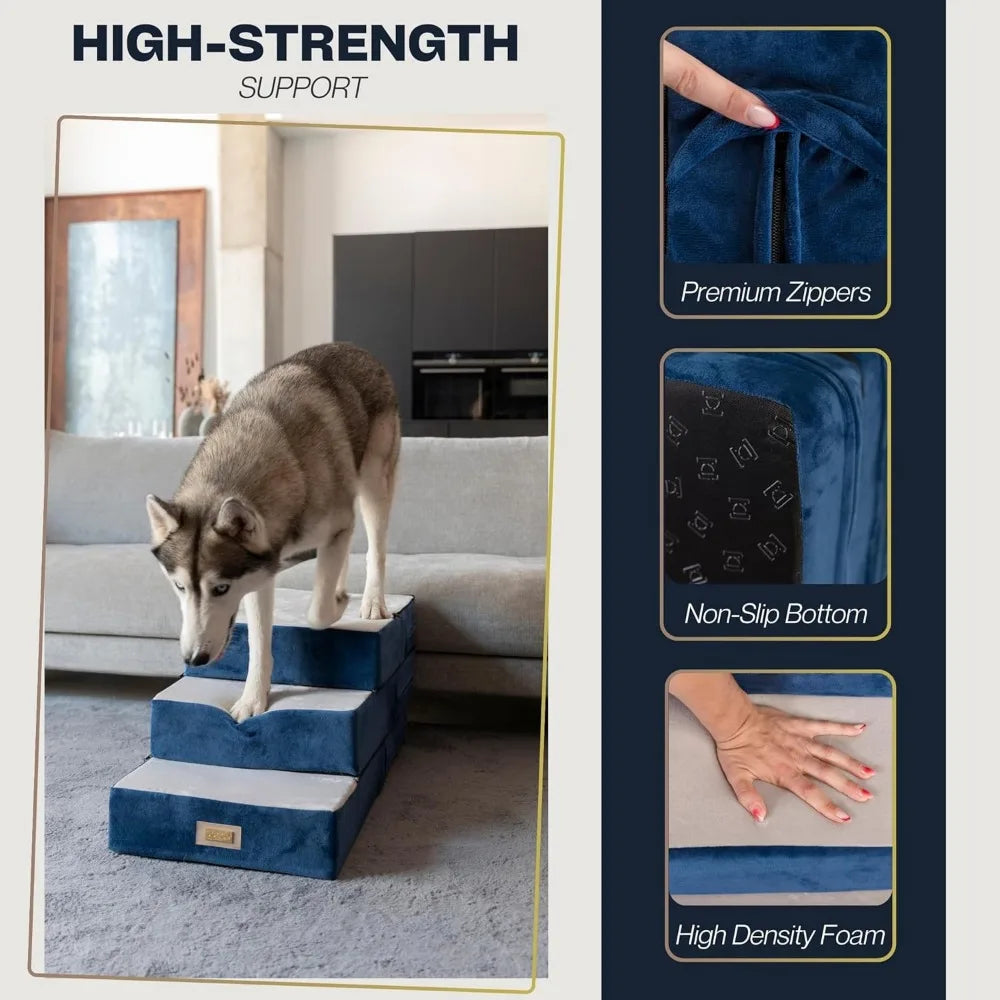 Color All In One Adjustable Dog Steps Ramp UltraPremium