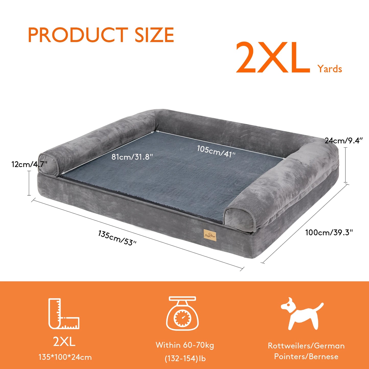 BINGOPAWCN Orthopedic Dog Bed With Removable Cover Premium