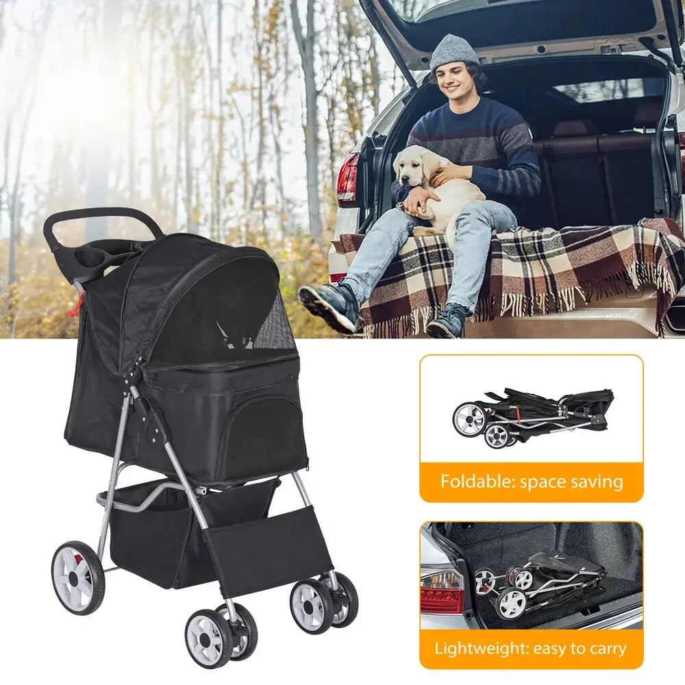 Dog Stroller Pet Travel Carriage Safe and Comfortable Ride