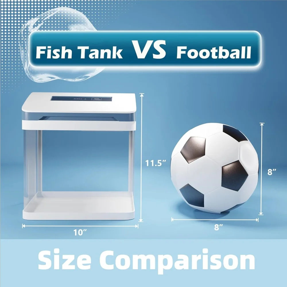 XMSJ Glass Aquarium Starter With LED Light Self Cleaning