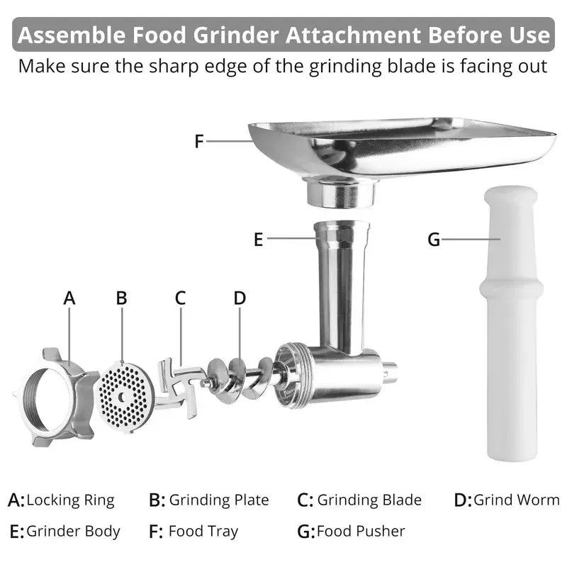 Stainless Steel Meat Grinder Attachment For KitchenAid Mixers