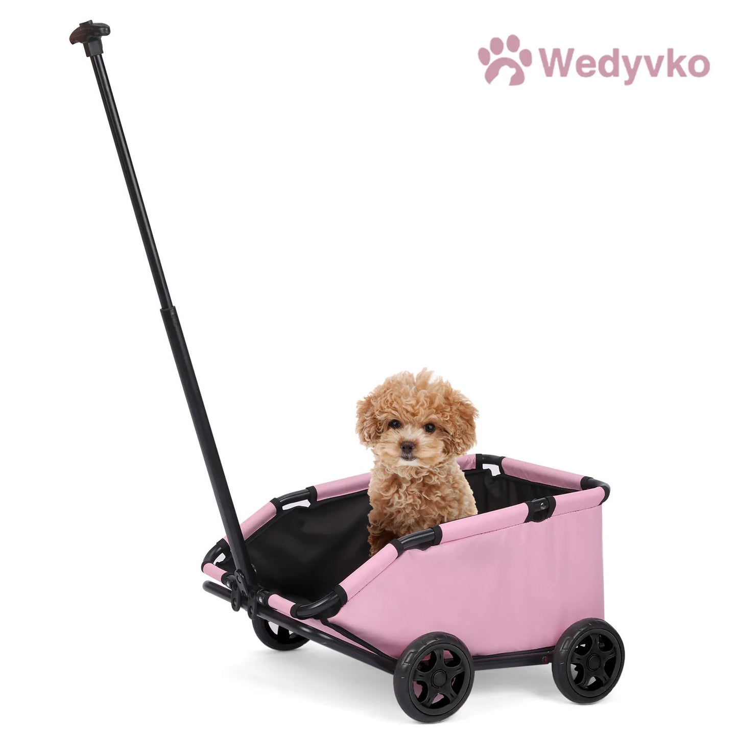 Lightweight Folding Pet Cart with 360 Degree Rotating Wheels