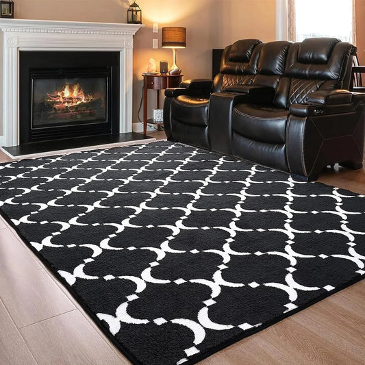 Soft Geometric Memory Foam Area Rug for Living Room