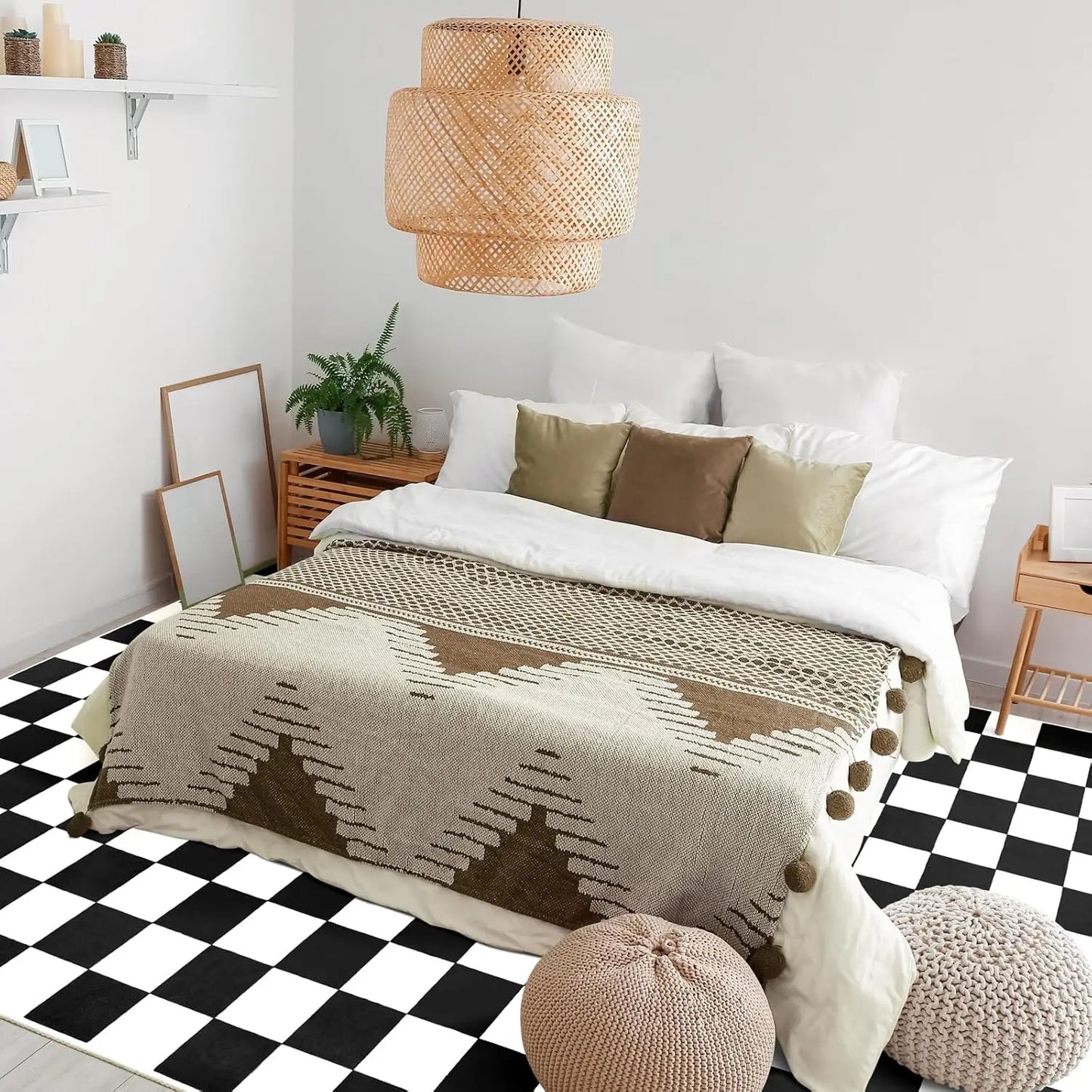Black and White Checkered Area Rug for Stylish Home Decor
