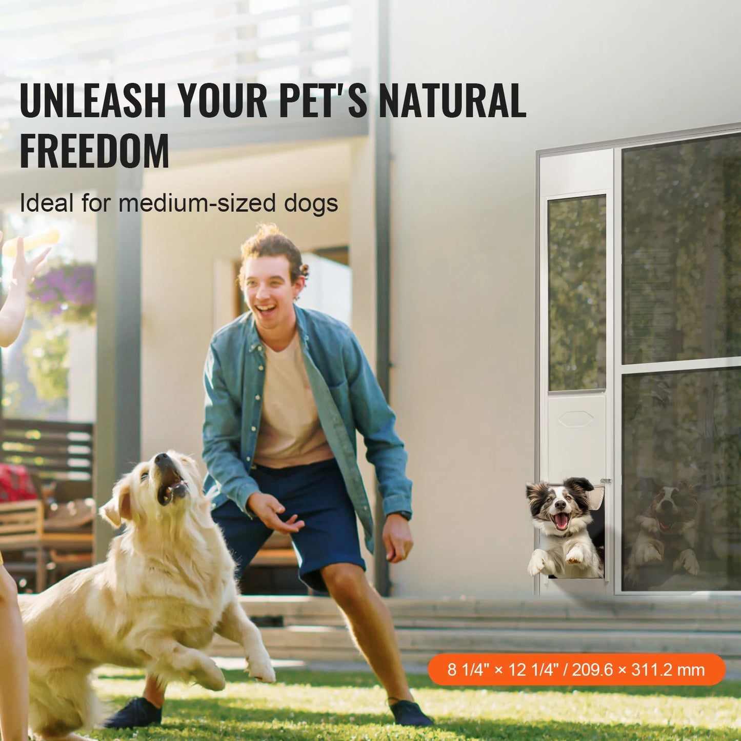 Dog Door Sliding Glass Pet Door Aluminum Frame Adjustable