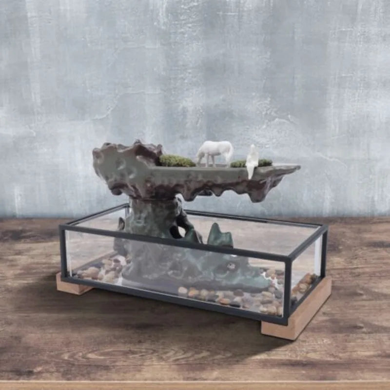 Hign-concerned Desktop Fountain Glass Fish Tank Decor
