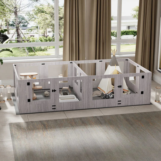BORWARTH Tempered Glass Dog Whelping Playpen With Rails