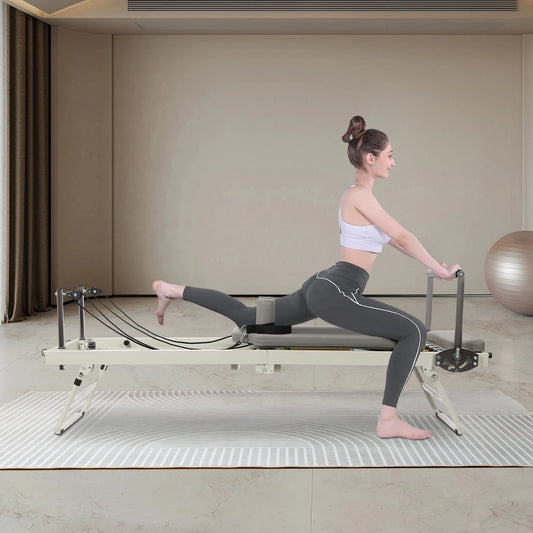Foldable Pilates Reformer Machine for Home Yoga Fitness