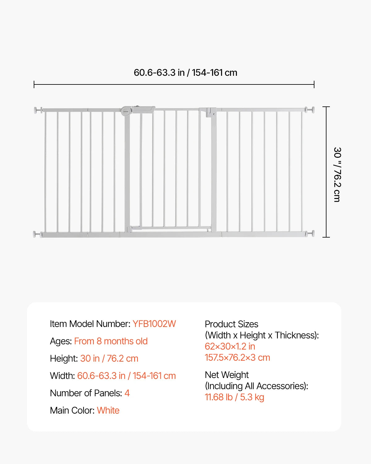 SucceBuy Baby Gate Walk Through Security Gate For Pets