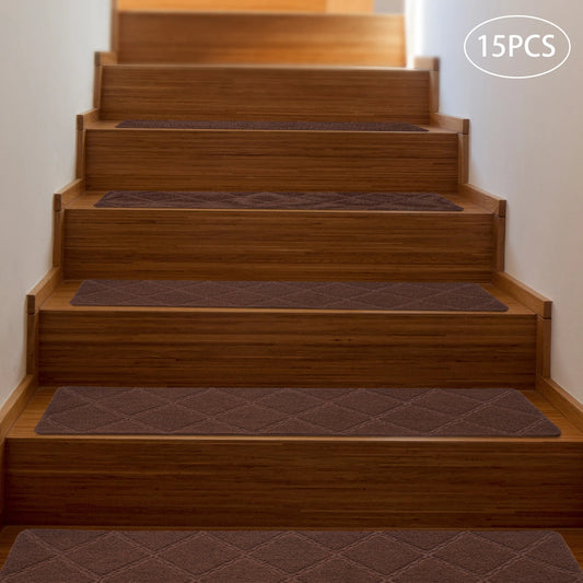 15 Piece Modern Non-Slip Stair Treads Rug Set