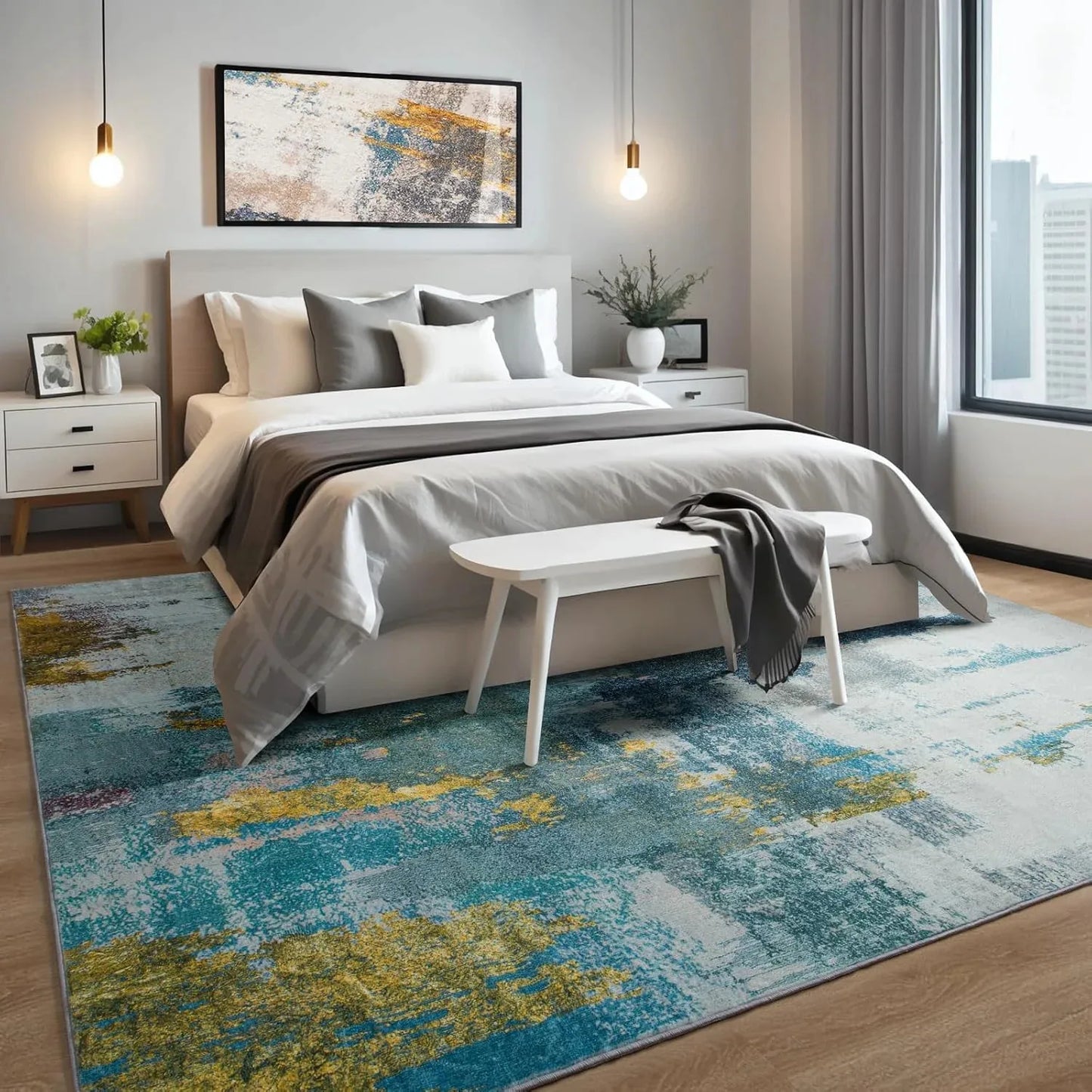 Vintage Machine Washable Area Rug for Living Room Décor