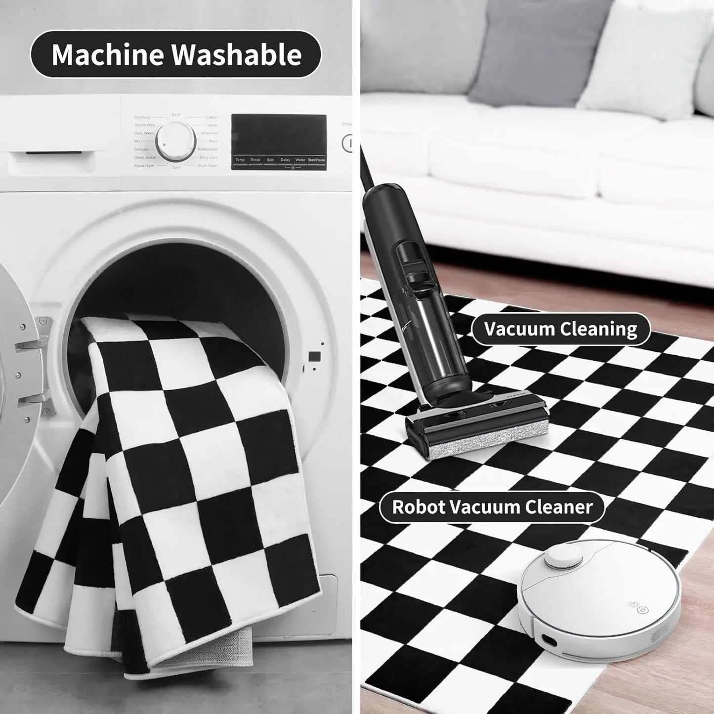 Black and White Checkered Area Rug for Stylish Home Decor
