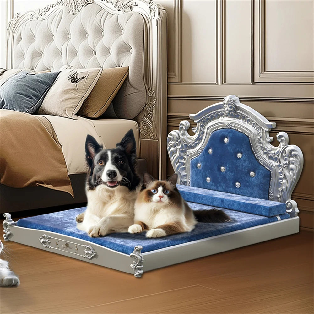 BORWARTCN Large Dog Bed With Headboard Velvet Sofa Comfort