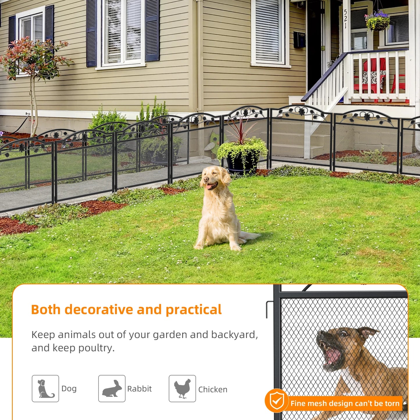 BINGOPAW 5 Panel Dog Playpen Outdoor Heavy Metal Fence