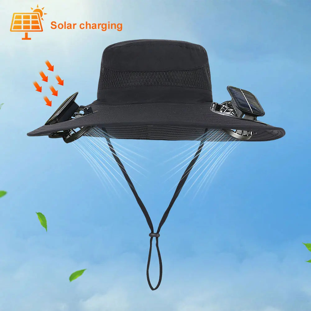 Alloet Dual Solar Fan Hat For Outdoor Fishing And Hiking