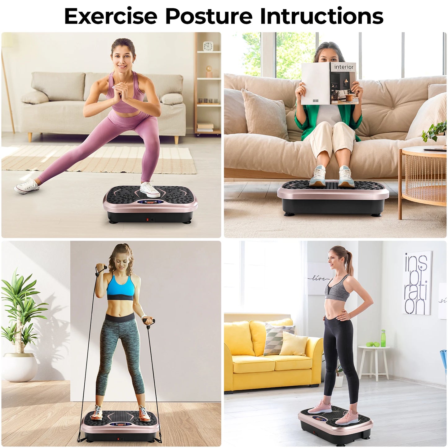 General Vibration Plate Exercise Machine With Loop Bands