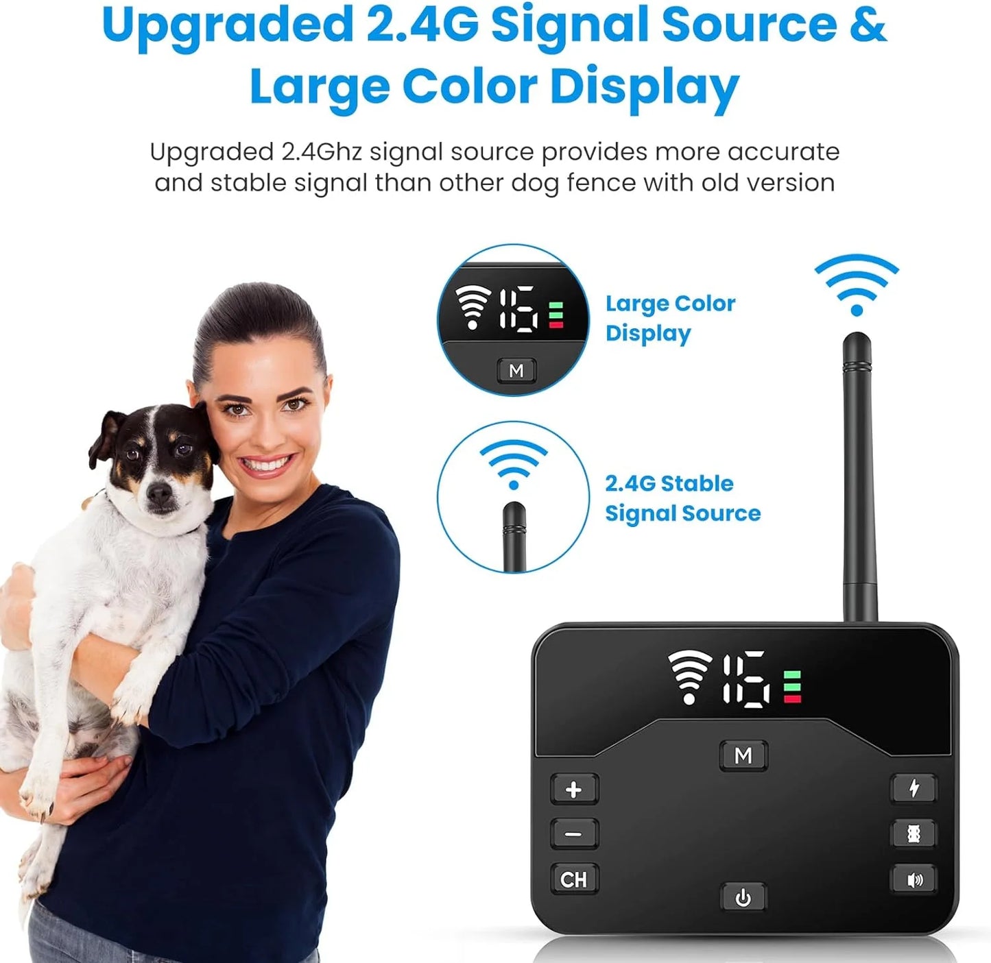 Wireless Dog Fence and Training Collar System for Two Dogs