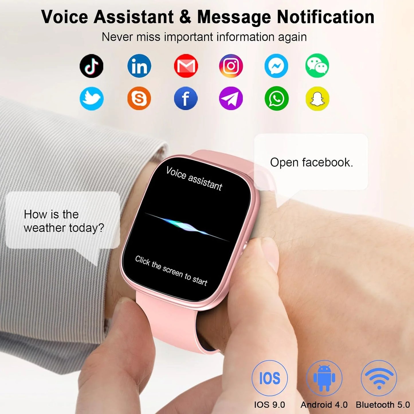 Smart Watch with Call Function and Waterproof Fitness Tracking