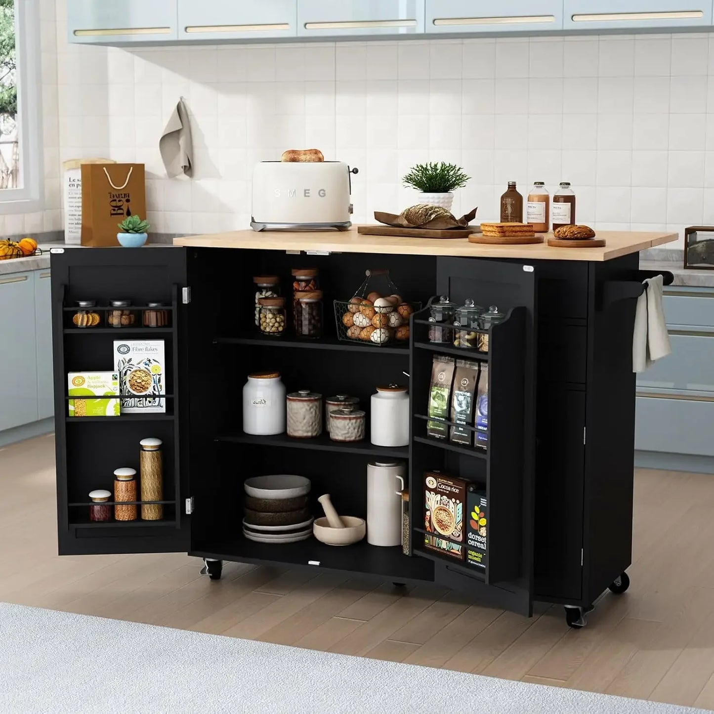 Angduo Rolling Kitchen Island With Storage For Home Bar