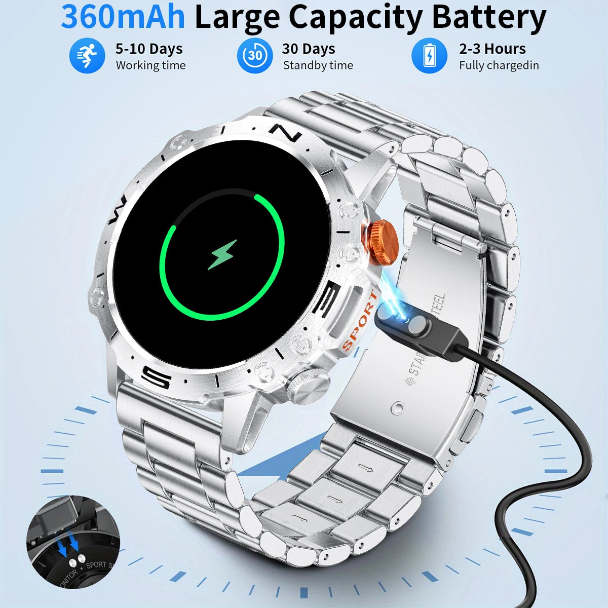 LIGE Bluetooth Call Smart Watch for Men with AMOLED Screen