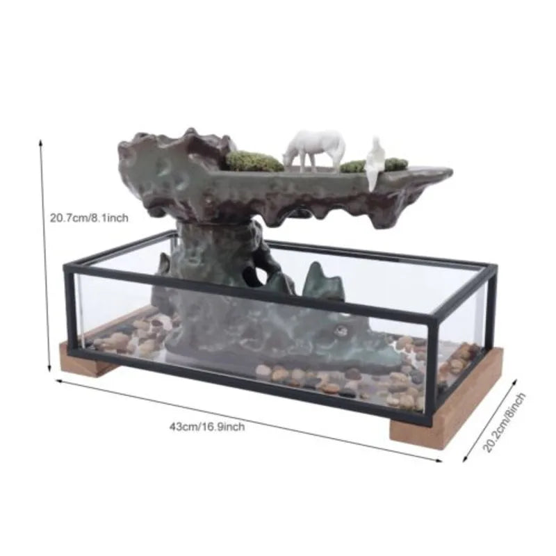Hign-concerned Desktop Fountain Glass Fish Tank Decor