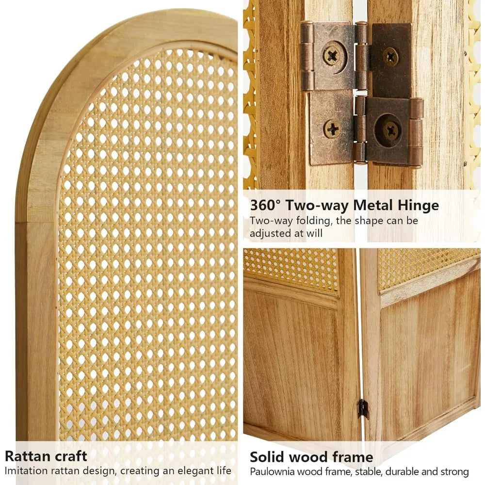 Folding Rattan Room Divider Privacy Screen for Stylish Spaces