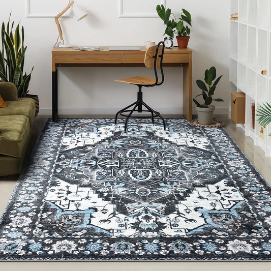 Soft Vintage Floral Non Slip Area Rug for Home Decor