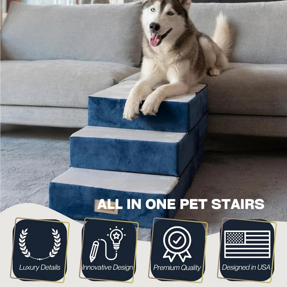 Color All In One Adjustable Dog Steps Ramp UltraPremium