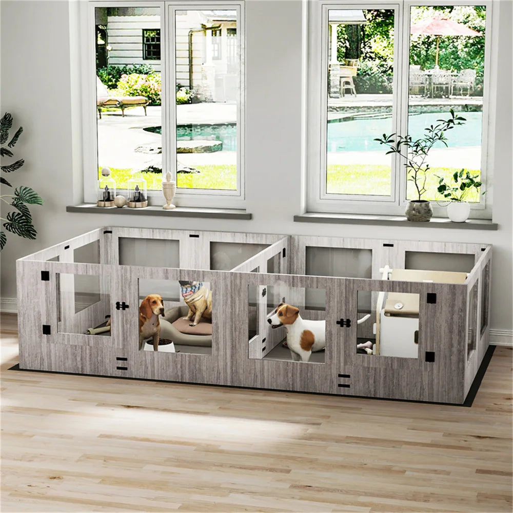 BORWARTH Tempered Glass Dog Whelping Playpen With Rails