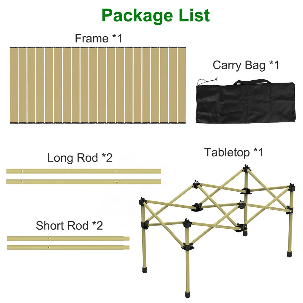 Elenxs Folding Camping Table Portable Carbon Steel Outdoor
