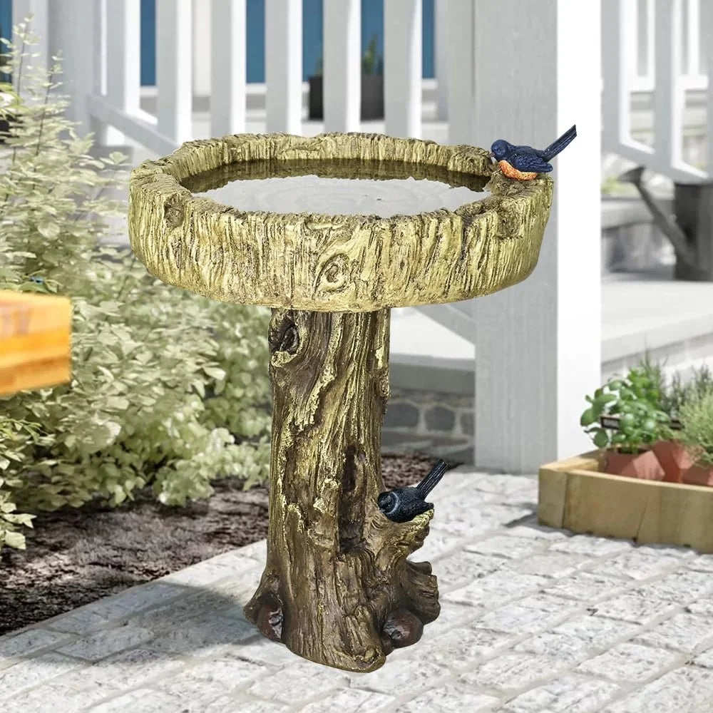 Woodland Tree Trunk Bird Bath Garden Decoration Statue