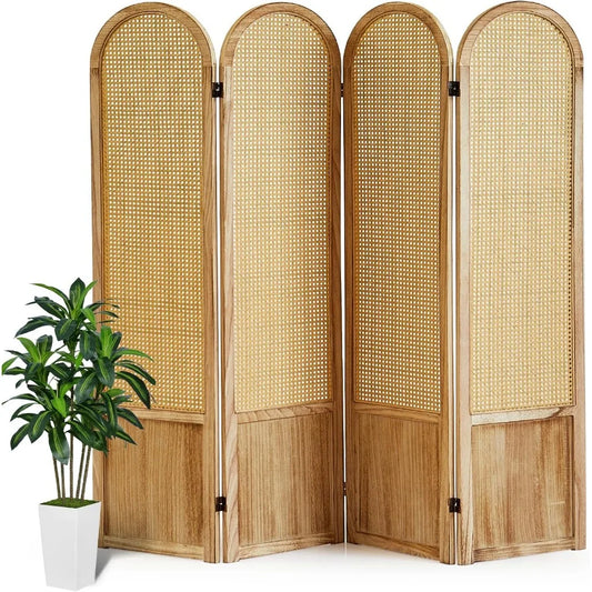 Folding Rattan Room Divider Privacy Screen for Stylish Spaces