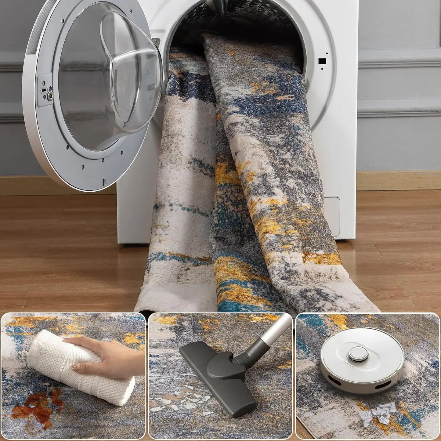 Vintage Machine Washable Area Rug for Living Room Décor