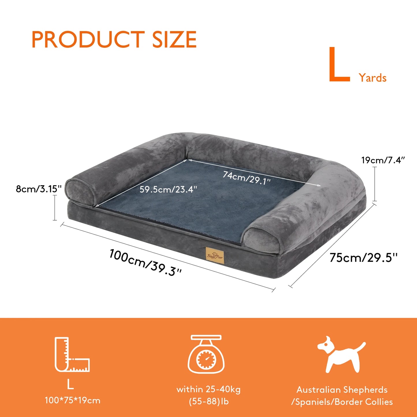 BINGOPAWCN Orthopedic Dog Bed With Removable Cover Premium
