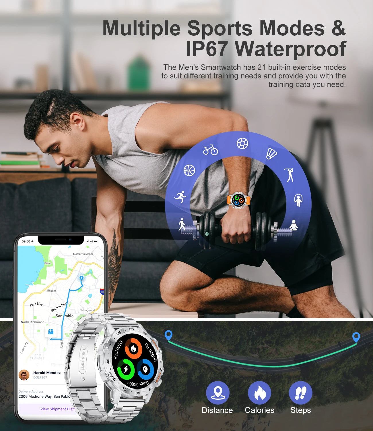 LIGE Bluetooth Smart Watch for Men with Health Monitoring Features