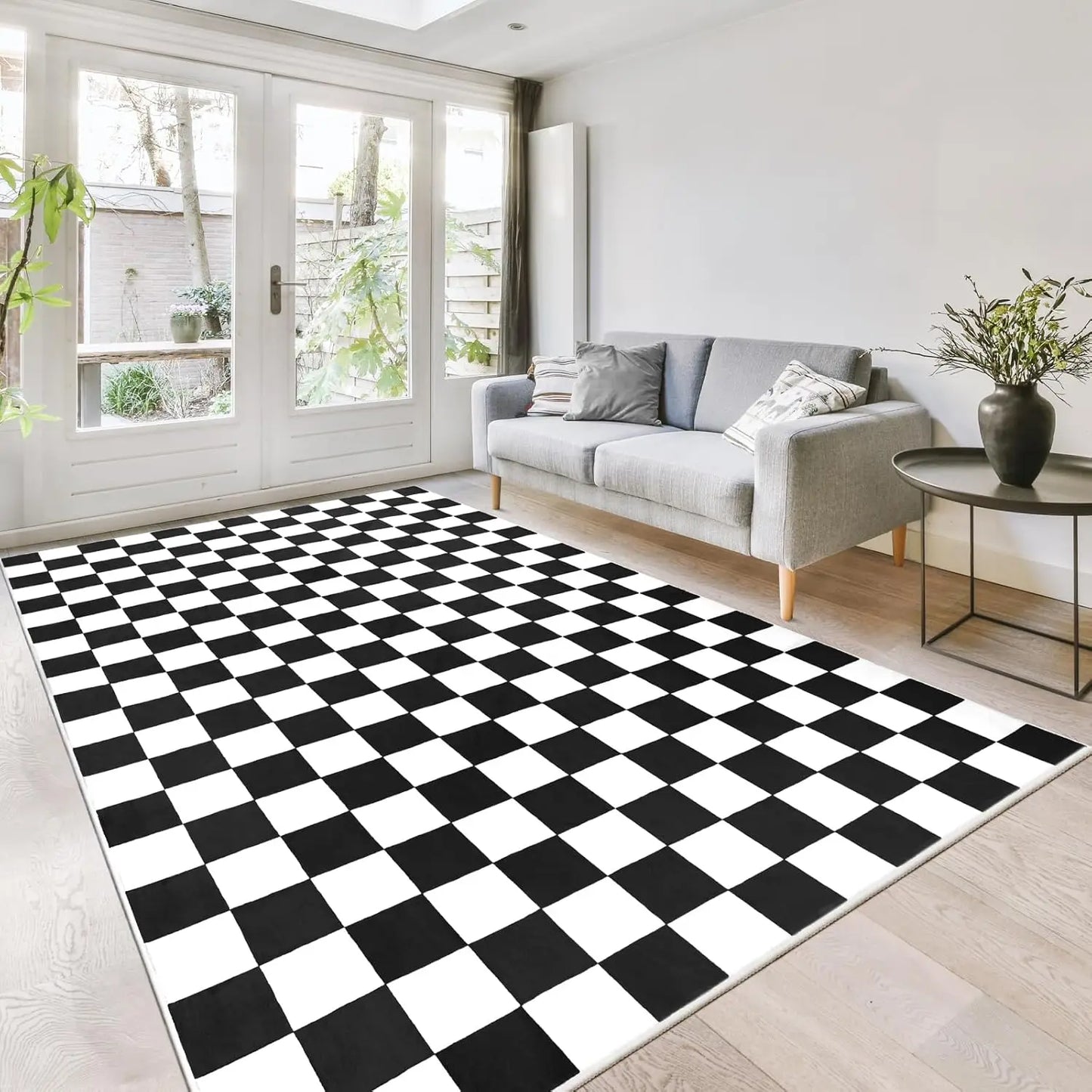 Black and White Checkered Area Rug for Stylish Home Decor