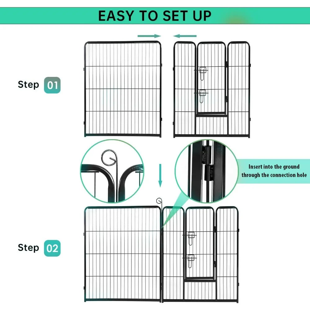 BestPet Dog Playpen Indoor Outdoor Pet Fence With Doors