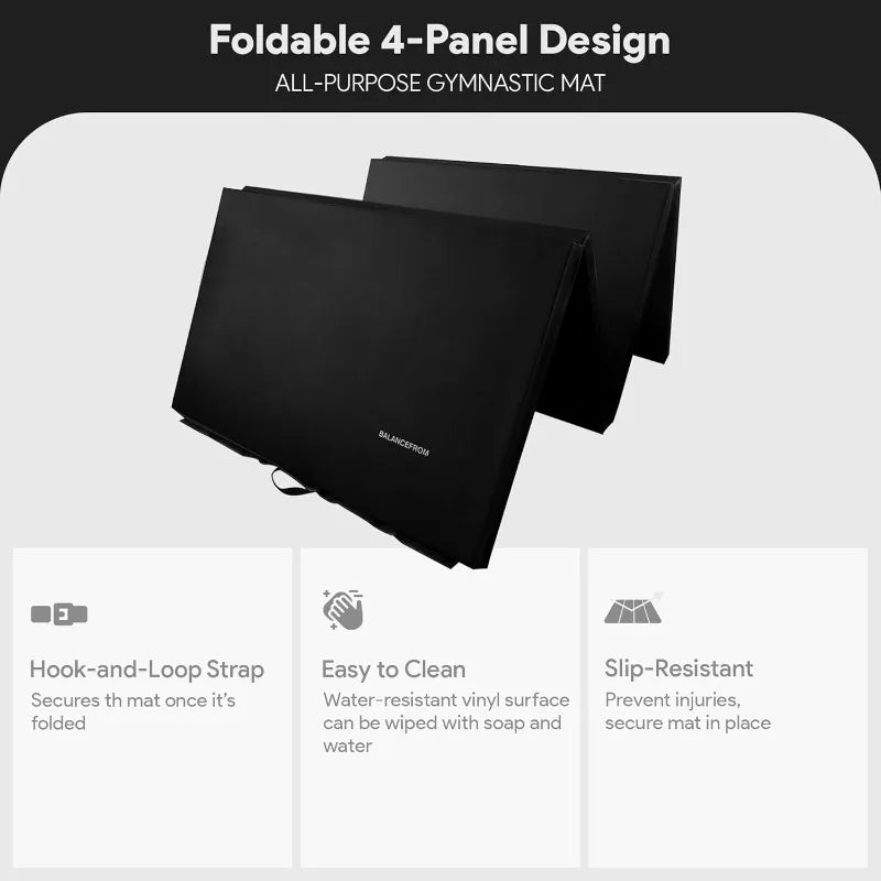 Folding Gymnastics Mat for Safe Home Tumbling and Exercise