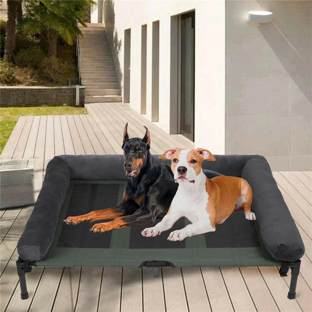 BORWARTCN Outdoor Raised Dog Bed With Cooling Mat Garden