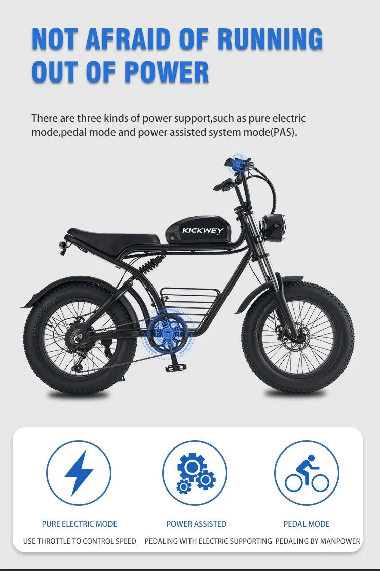 Powerful Fat Tire Electric Bike with 1500W Motor and Speed