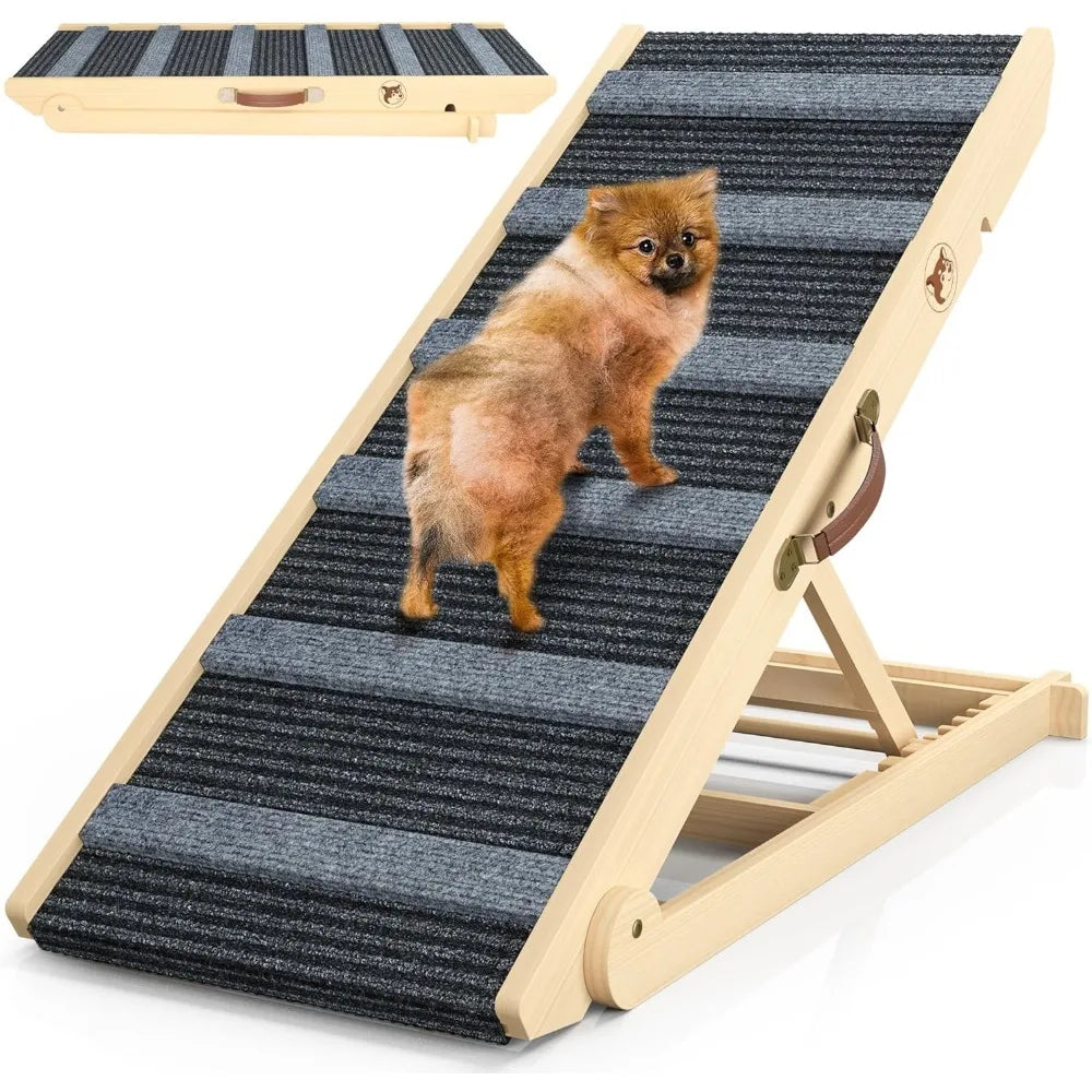 Portable Dog Ramp With Seven Adjustable Heights Non Slip