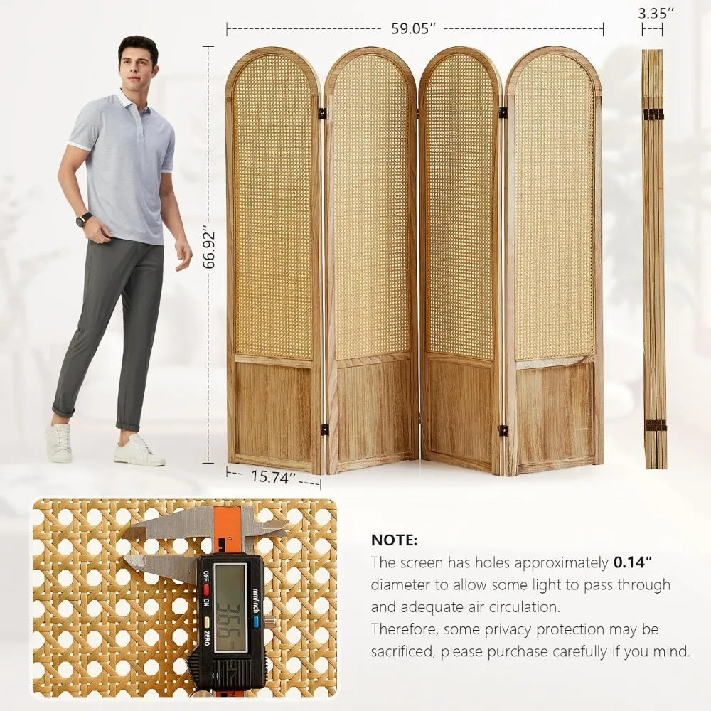 Folding Rattan Room Divider Privacy Screen for Stylish Spaces