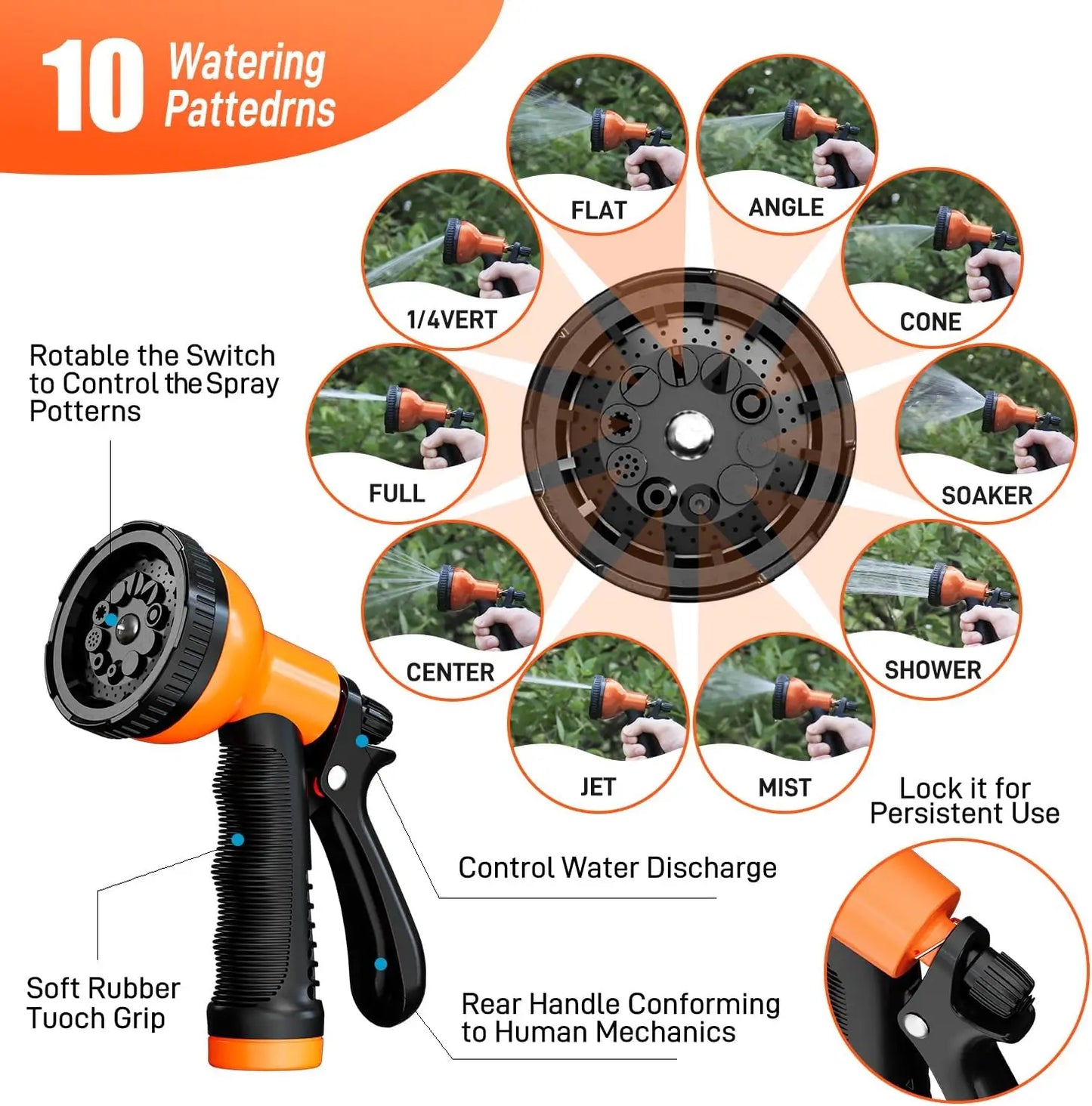 Stainless Steel Garden Hose With Adjustable Spray Nozzle