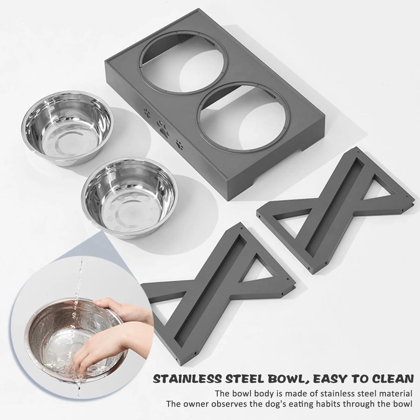 Stainless Steel Elevated Dog Bowl for Healthy Digestion