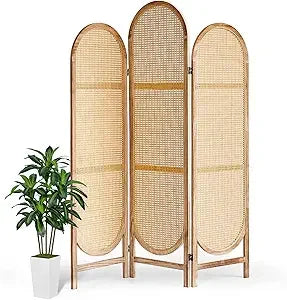 Folding Rattan Room Divider Privacy Screen for Stylish Spaces