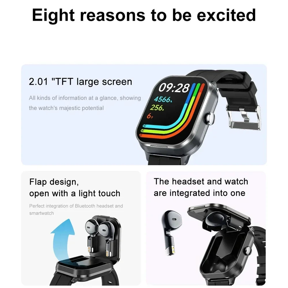 Smart Watch With Ear Buds Wireless Fitness Music Control