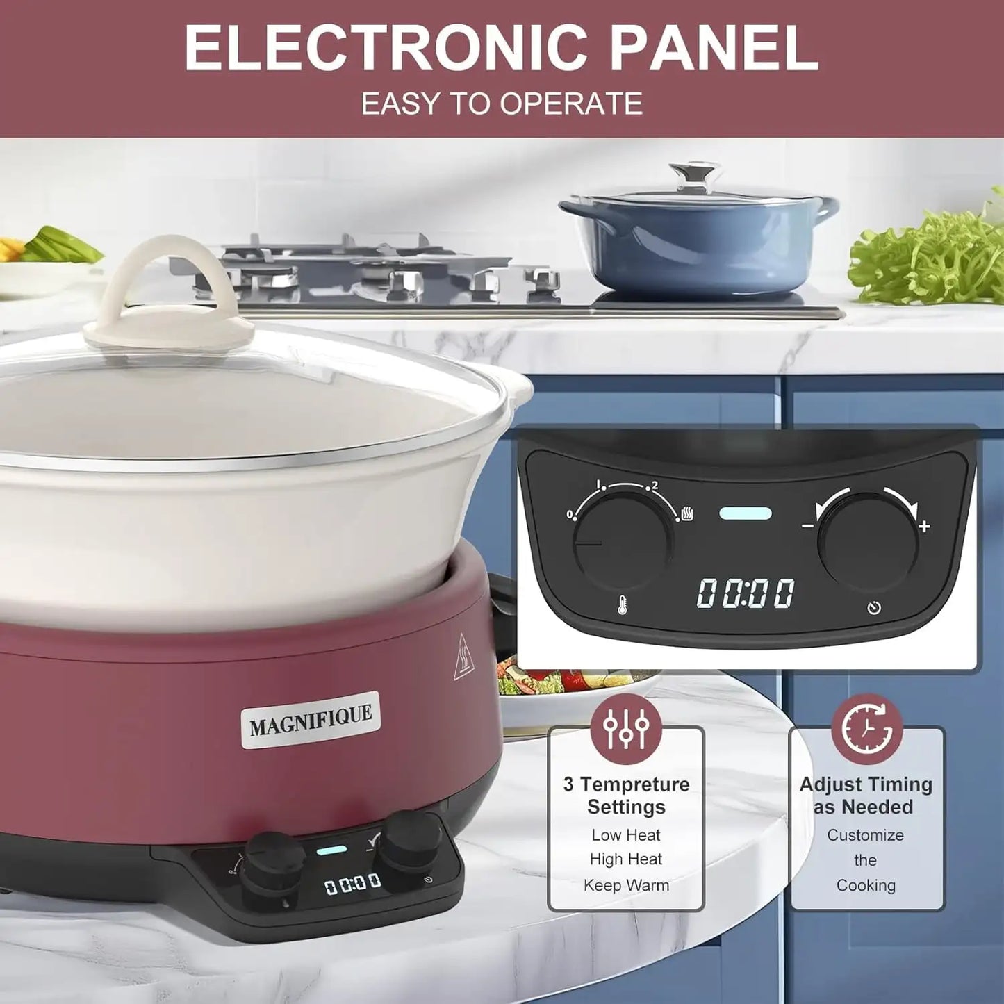 Iosn Programmable Slow Cooker With Auto Warm Ceramic Liner