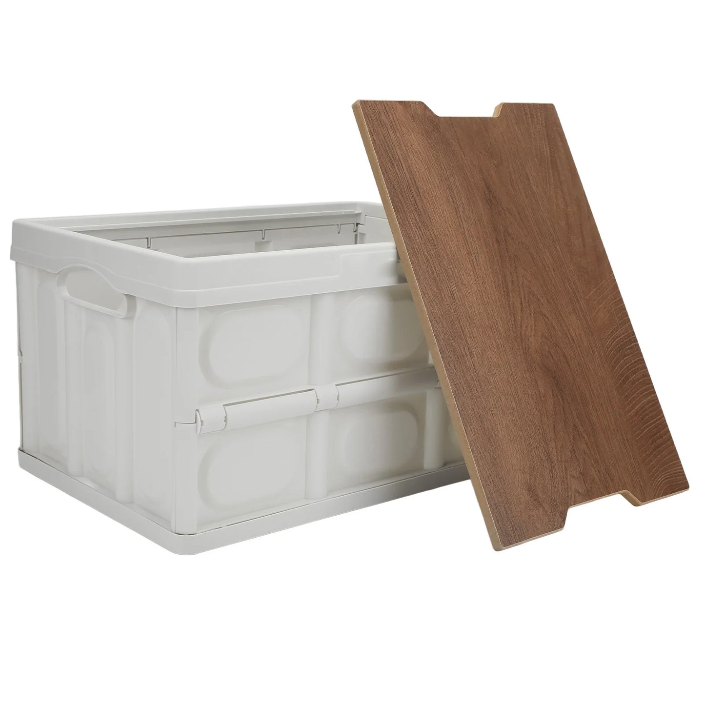 Outdoor Multifunctional Folding Storage Box with Wooden Panel